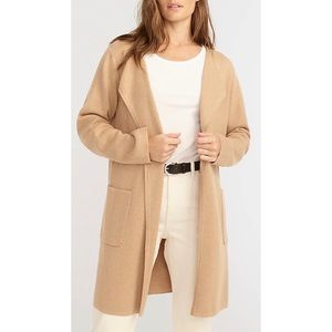 J. Crew Camel Long Open-Front Wool Blend Cardigan